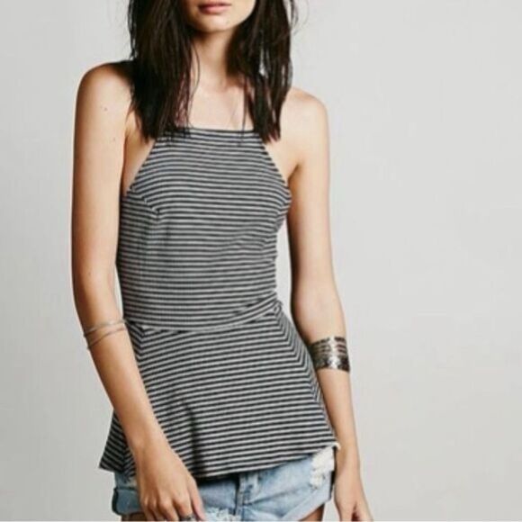 Free People We The Free Tabby Cat Fit & Flare Peplum Top - Picture 9 of 16